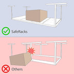 SafeRacks – 3x8 Overhead Garage Storage Rack - Height Adjustable Steel Overhead Storage Rack - 500 Pound Weight Capacity (White, 12"-21")