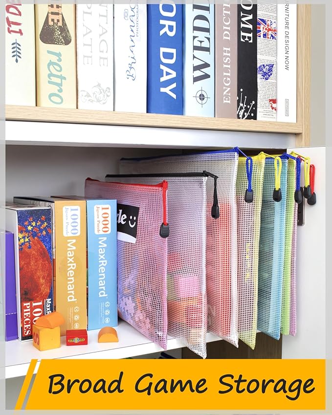 SUNEE Plastic Mesh Zipper Pouch 4.6x9.2 in (8 Colors, 24 Packs), Small Water-Resistant Zip Bag for School Office Supplies, Pencil Organizing Storage