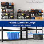 FLEXIMOUNTS 60" W Garage Shelving, 5 Tier Storage Shelves Load 1500LBS, Adjustable Garage Shelving Heavy Duty, Metal Shelves Unit for Basement, Warehouse, 60" W x 72" H x 24" D, Black