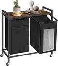 Laundry Sorter, Laundry Basket with 2 Pull-Out Removable Oxford Fabric Bags, 2 x 13.1 Gallons, Total 99L, Cloth Laundry Hamper with a Top Shelf 28.8"x13" (Black and Rust)