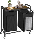 Laundry Sorter, Laundry Basket with 2 Pull-Out Removable Oxford Fabric Bags, 2 x 13.1 Gallons, Total 99L, Cloth Laundry Hamper with a Top Shelf 28.8"x13" (Black and Rust)