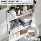 ACCOHOHO Over The Toilet Storage Cabinet, Farmhouse Bathroom Cabinet with Adjustable Shelf & Barn Door, 67" Tall Over The Toilet Shelf, Off White