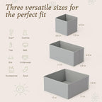Criusia Drawer Organizers 18-Piece Set, Dresser Organizer for Baby Clothes, Foldable Closet Storage & Drawer Dividers for Underwear, Socks, Nursery (Gray)