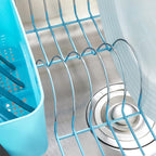 Sweet Home Collection 2 Piece Dish Drying Rack Set Drainer with Utensil Holder Simple Easy to Use Fits in Most Sinks, 14.5" x 13" x 5.25", Turquoise Blue (Pack of 12)
