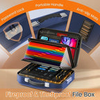 Fireproof Document Box with Lock, 5200°F Fireproof Water Resistant Hard Case File Organizer Safe Box for Important Documents, Certificates, Laptop, Passports (Blue)