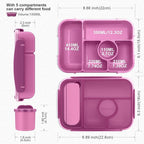 Bento Box Adult Lunch Box Kids,Lunch Containers for Adults/Kids/Toddler,5 Compartments Bento Lunch Box with Sauce Vontainers,Microwave & Dishwasher & Freezer Safe,BPA-Free (Purple)