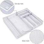WuGeShop Expandable Office Drawer Organizer, 6 to 7 Compartments Adjustable Mesh Desk Drawer Organizer, Good Desk Organizer for Office Supplies and Art Supplies