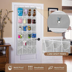 Over the Door 24 Pocket Hanging Shoe Organizer, Space Saving Hanging Storage Holder, Gray, (64" X 19")
