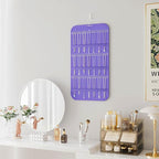 Hanging Jewelry Organizer Storage, 40 Pockets 36 Hooks Necklace Earring Necklace Bracelet Ring Organizer, Double - Sided Design, Purple