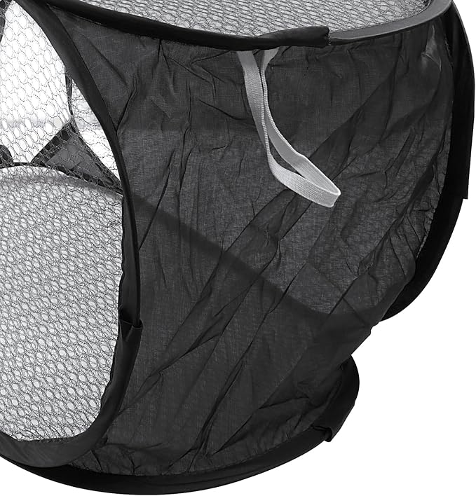 2 Pack Foldable Pop-Up Laundry Hamper, Collapsible Mesh Clothes Basket Laundry Baskets with Carry Handles(Black)