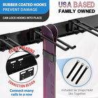 USA Based Ski Rack Wall Mount, Holds 10 Pairs for Ski Storage Rack, Snowboard Hanger & Ski Holders for Wall Storage Racks for Garage, Ski Hangers for Wall Holds Up to 125lbs, 5 Hooks Black