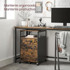 VASAGLE File Cabinet, Mobile Filing Cabinet on Wheels, for Home Office, 2 Lockable Drawers, for A4, Letter-Size Hanging File Folders, Open Shelf, Steel Frame, Rustic Brown and Ink Black UOFC077B01