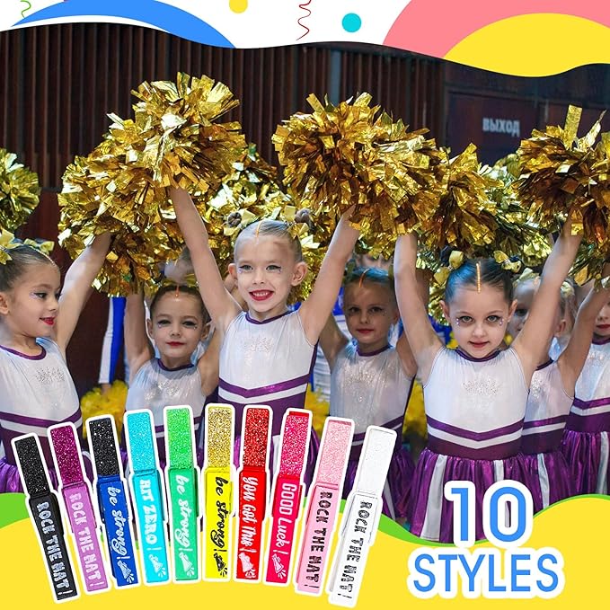 Kigeli 30 Pcs Spirit Clips Cheer Pins Cheerleader Gifts Clothes Pins for Backpacks Competition Glittered for Team Cheer Gifts Stuff Supplies Party Favors Accessories Bulk(Multiple Colors,Shiny)
