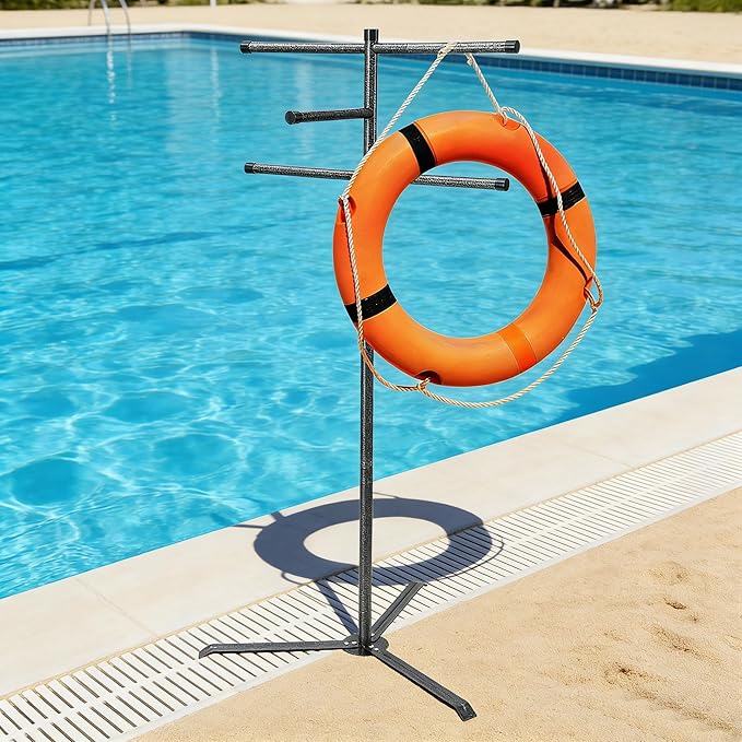 Pool Towel Rack Outdoor 60 Inch Height Outdoor Towel Rack For Pool Heavy-Duty Towel Stand Rustproof & Slip-Resistant Towel Drying Rack Suitable For Indoor Use For Towels, Clothing, Swim Rings, Goggles