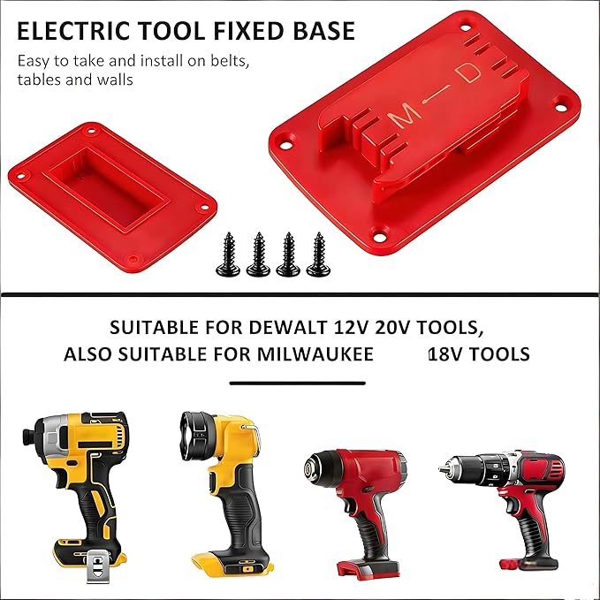 Battery Holder and Tool Holder for Milwaukee M18 18V, 10 Pack Wall Mount Organizer Storage Shelf with Screws