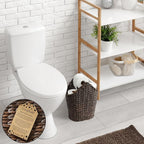Casafield Toilet Paper Storage Basket with Wood Roll Holder Bar - Espresso, Braided Water Hyacinth Wicker Bathroom Tissue Storage Organizer