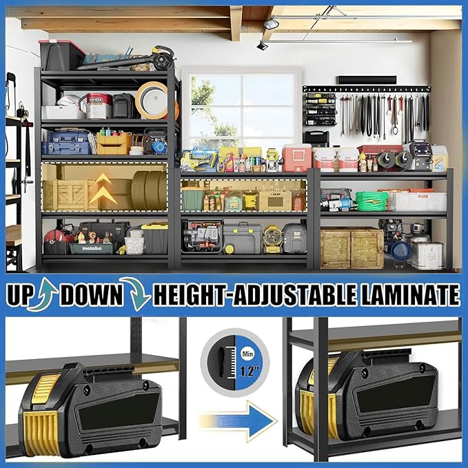 Garage Shelving Unit 2200 LBs Storage Shelves Heavy Duty, 4 Tier Adjustable Metal Shelf Industrial Utility Shelf Organiazation Storage Racks for Tools Garage Basement Warehouse 35.4"W*15.7"D*54.3"H