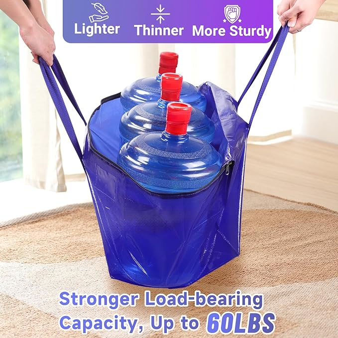 8 Pack Moving Storage Bags Heavy-Duty with Zippers and Reinforced Handles, Moving Supplies Packing Boxes for Moving, Storing, Saving Space, Blue Plastic Storage Totes 93 L(24 Gallon)