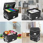 DocSafe Fireproof Document Box with Lock, File Storage Organizer with Mesh Pockets, Collapsible Portable File Box Home Office Safe Filing Cabinet with Handle for Hanging Letter/Legal Folder, Black