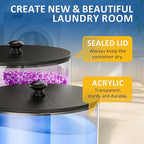 3 Pack Laundry Pods Container, Clear Laundry Room Organization Containers,Large Acrylic Detergent Powder Storage Containers Black Wooden Lids & Labels, Dryer Sheet Holder
