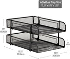 Mind Reader Paper Tray, Desk Organizer, Stackable, Storage, Office, Metal Mesh, 10.5" L x 13.25" W x 7.5" H, Set of 2, Black
