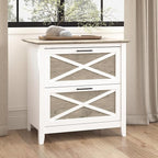 Bush Home Key West 2 Drawer Lateral File Cabinet in Pure White and Shiplap Gray, Document Storage for Home Office, Accent Chest with Drawers