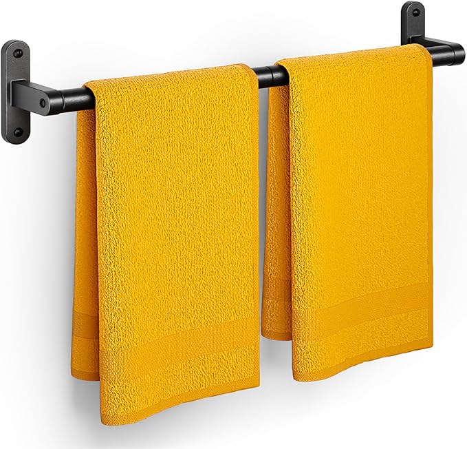 Matte Black Towel Rack for Bathroom - 24" Rustproof Towel Holder, Sturdy Towel Bar Wall Mounted, Space-Saving Towel Hanger, Bathroom Accessories, Home Decor, Apparment Essentials
