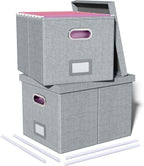 2 Pack File Storage Organizer, Filing Box, Portable File Box with Lid, Fit for Letter/Legal File Folder Storage, Document Organizer, Gray