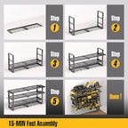 420LB Capacity Power Tool Organizer with Charging Station & 6 Outlets | Quick Assembly 4-Layer Heavy Duty Rack for Drills & Batteries | Ultimate Garage Storage & Christmas Gift for Men