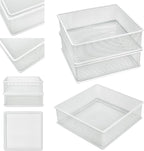 Annova Mesh Stackable Drawer Cabinet and Shelf Organizer Bins Storage Basket School Office Supply Holder Tray- Set of 2 (White, 6x6x2 Inch)