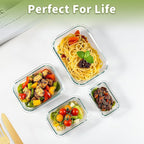 HOMBERKING 8 Pack Glass Food Storage Containers with Lids, Meal Prep Containers, Airtight Bento Boxes with Leak Proof Locking for Microwave, Oven, Freezer and Dishwasher, BPA Free, 5-35oz, light blue