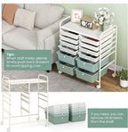 Giantex 12 Drawers Rolling Storage Cart, Classroom Organizers with Wheels for Tools Scrapbook Craft Paper Teacher Office School Supplies, Green Gradient