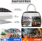 Lunch Bag Women/Men Lunch Box Women/Men (Black+Pink Blocks)