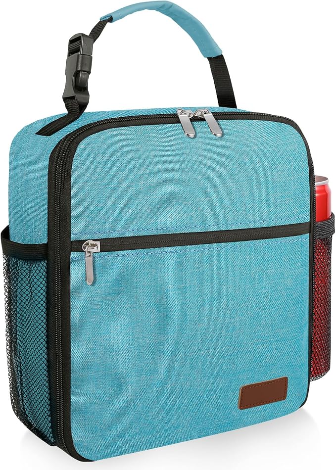 Small Lunch Box Insulated Lunch Bag for Men Women Kids, Reusable Lunch Bags Portable Small Lunch boxes Cooler Bag for School/Work/Picnic, Lake Blue 12-Can(6.5L)