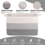 OIAHOMY Extra Large Blanket Basket, 95L Cotton Rope Woven Laundry Basket, Toy Bin for Baby Room, Container for Blanket Storage in Living Room, 24''×17''×14'', Gradient Grey