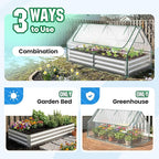 Quictent Raised Garden Bed with Cover Outdoor Galvanized Metal Planter Box Kit, w/ 2 Large Screen Windows Mini Greenhouse 20pcs T Tags 1 Pair of Gloves Included for Growing Vegetables 6x3x1ft (Clear)