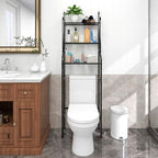 3-Shelf Bathroom Organizer Over The Toilet Space Saver Bathroom Corner Stand Storage Organizer, Black