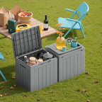 Devoko 30 Gallon Resin Deck Box 2 Pack Outdoor Indoor Waterproof Storage Box for Patio Furniture Pool Accessories Storage for Cushion Garden Tools (Grey, 2 Pack)