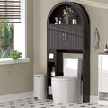 AHB Over The Toilet Storage Cabinet, Freestanding Bathroom Organizer with Adjustable Shelf and Anti-Tip Device, Arched Cabinet with Doors, Space-Saving Toilet Storage for Bathroom, Laundry, Mini Bar