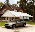 10'x20' Carport Heavy Duty Galvanized Car Canopy with Included Anchor Kit, 3 Reinforced Steel Cables, Light Gray