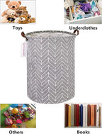 QUEENLALA Large Storage Basket,Laundry Hamper/Bathroom/Home Decor/Collapsible Round Storage Bin,Boys and Girls Hamper/Boxes/Clothing(Grey Wheat)