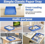 Letter-Size Tray Desk Letter Tray Paper Tray, Sturdy Heavy-Duty Plastic Printer Paper Tray, Single-Tier Stackable File Storage Organizer for Office Home (Blue)