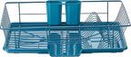 Sweet Home Collection 3 Piece Dish Drainer Rack Set with Drying Board and Utensil Holder, 12" x 19" x 5", Teal(Pack of 1)