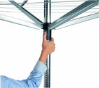 Brabantia Lift-O-Matic Advance Outdoor 4 Arm Clothesline (164 ft/Ø 1.97") Height Adjustable, Folding Clothes Drying Rack + Ground Spike, Cover + Bag of Clothespins (Gray)