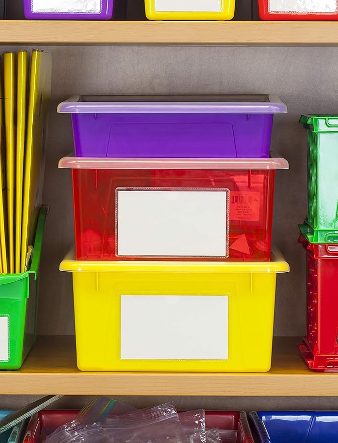 Storex Letter Size Deep Storage Tray – Organizer Bin with Non-Snap Lid for Classroom, Office and Home, Black, 5-Pack (62543A05C), 10 x 13 x 5 Inches