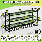 Power Tool Organizer Wall Mount - Storage Rack with 4 Drill Holders for Drills Cordless Tools. Heavy Duty Iron Garage Tool Organizer Storage for Workshop Shed (8 Slots 4 Layers 4)