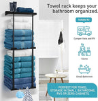 Hommtina Wall-Mounted Towel Rack & Holder - Rust-Resistant Bathroom Organizer with No Drill Installation, Space-Saving Design for Kitchen, Laundry Room (Black)