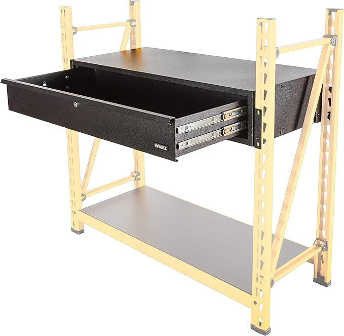 DEWALT Work Surface and Locking Drawer Accessory Kit, Compatible with 4-Foot Storage Rack, Over 900 lb. Work Top Capacity, Smooth Opening