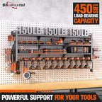 49.8" W Large Power Tool Organizer Wall Mount, Heavy Duty Tool Organizer with 14 cordless Drill Holder, 4 Layers Garage Organization and Storage Rack, Tool Rack for Garage Workshop, Black