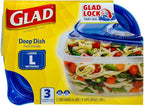 Glad GladWare Deep Dish Food Storage Containers with Lids, Large Rectangle BPA Free Plastic for Soups Salads and Meal Prep, Lock Tight Seal, Microwave Dishwasher Safe, 64 Oz, 3 Count - 6 Pack